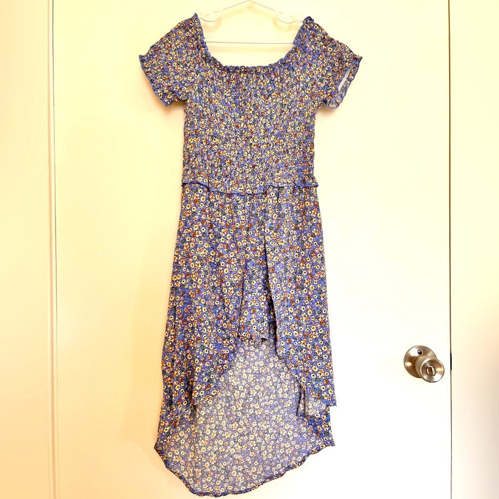 NWOT Girls Blue Floral High Low Dress - Size 6/6x